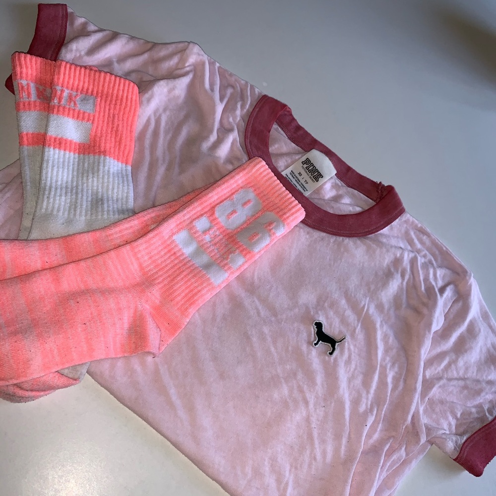 VS PINK pajama shirt and socks